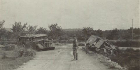 Le carrefour des Quatre Chemins au sud de Callian a été témoin d'une embuscade de la part de plusieurs prachutistes contre une ambulance allemande transportant des soldats allemands armés
